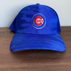 New Era Chicago Cubs 39THIRTY Blue Camo Mesh Stretch Fit Hat Small Medium MLB